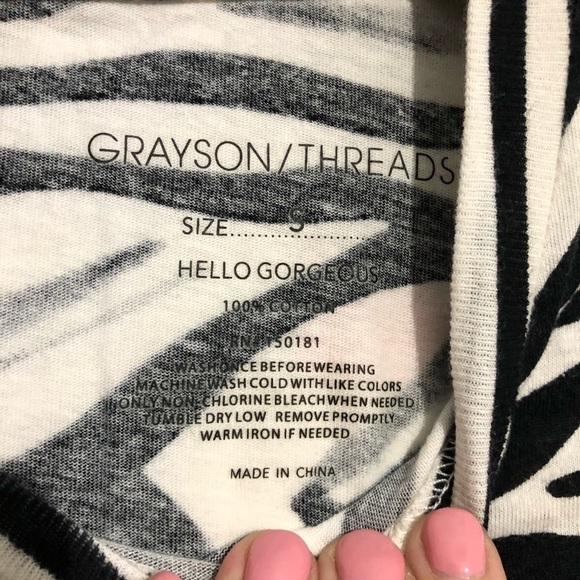 Grayson Threads Zebra Print Crop Top Small - Picture 3 of 3